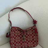 Coach Red Monogram Hamptons Clip Bag