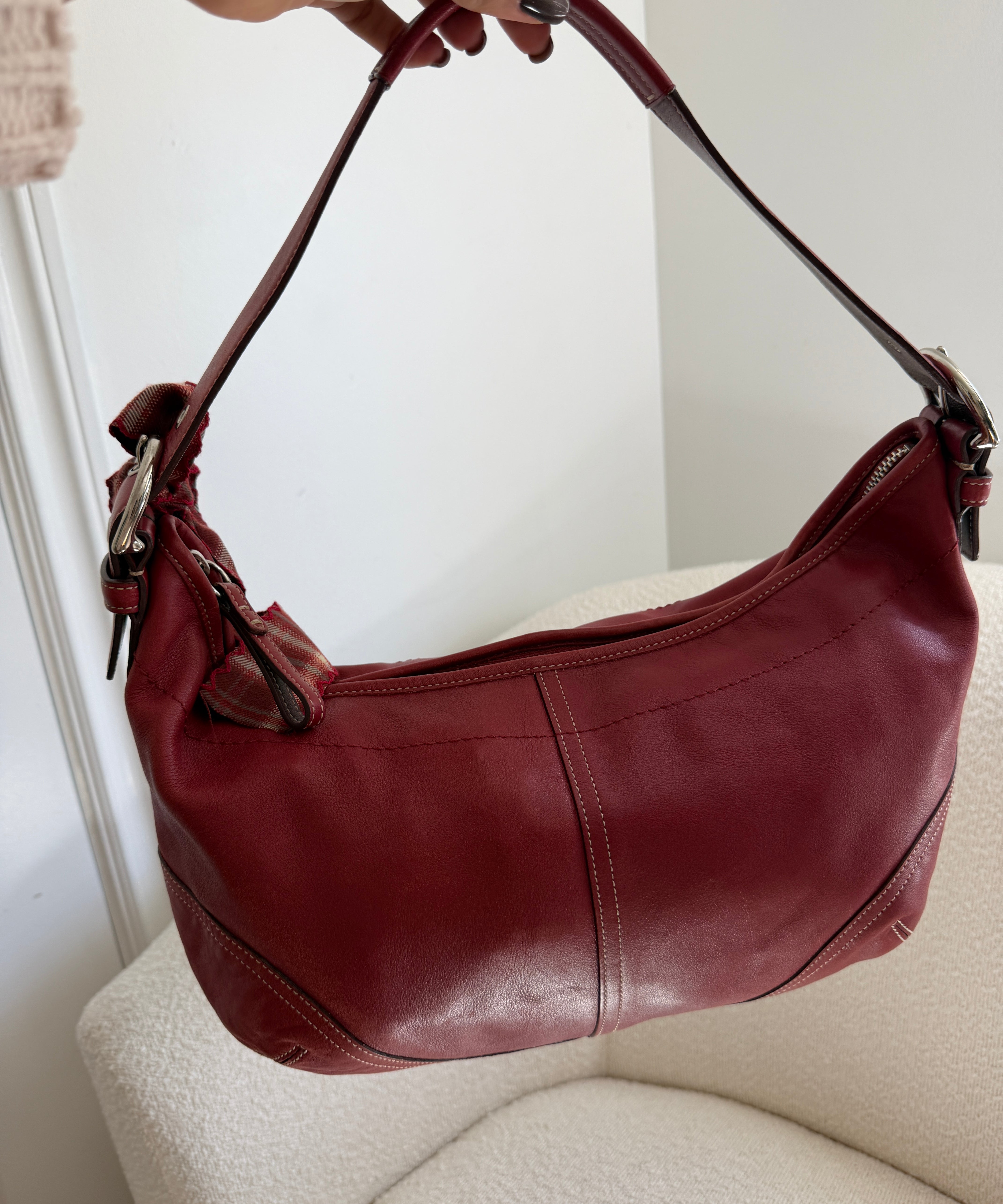 Coach Red Leather Hobo Bag