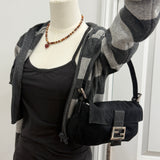 Fendi Black Baguette Cloth Shoulder Bag