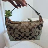 Coach Green Trim Signature Pochette