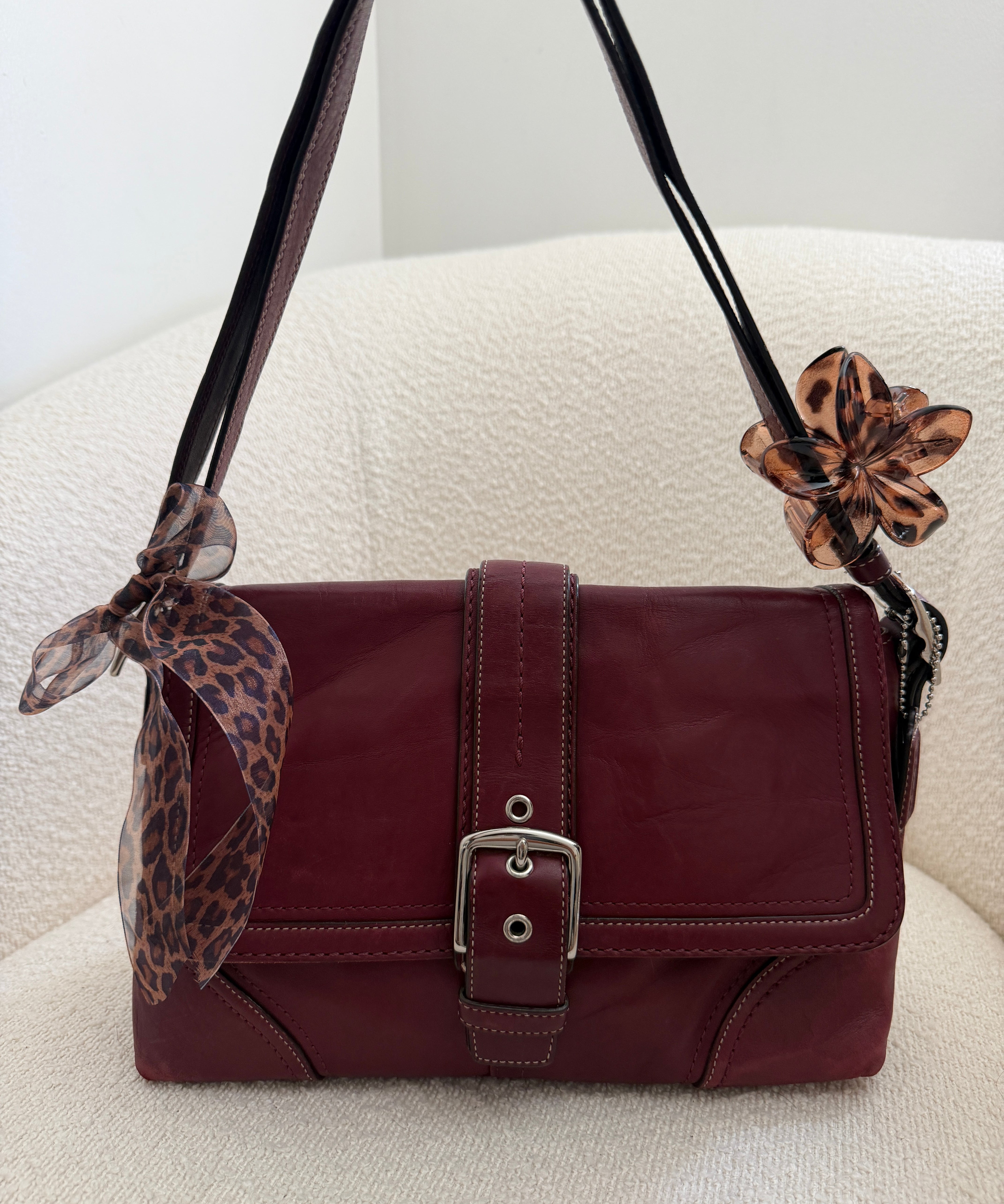 Coach Red Leather Hamptons Shoulder Bag