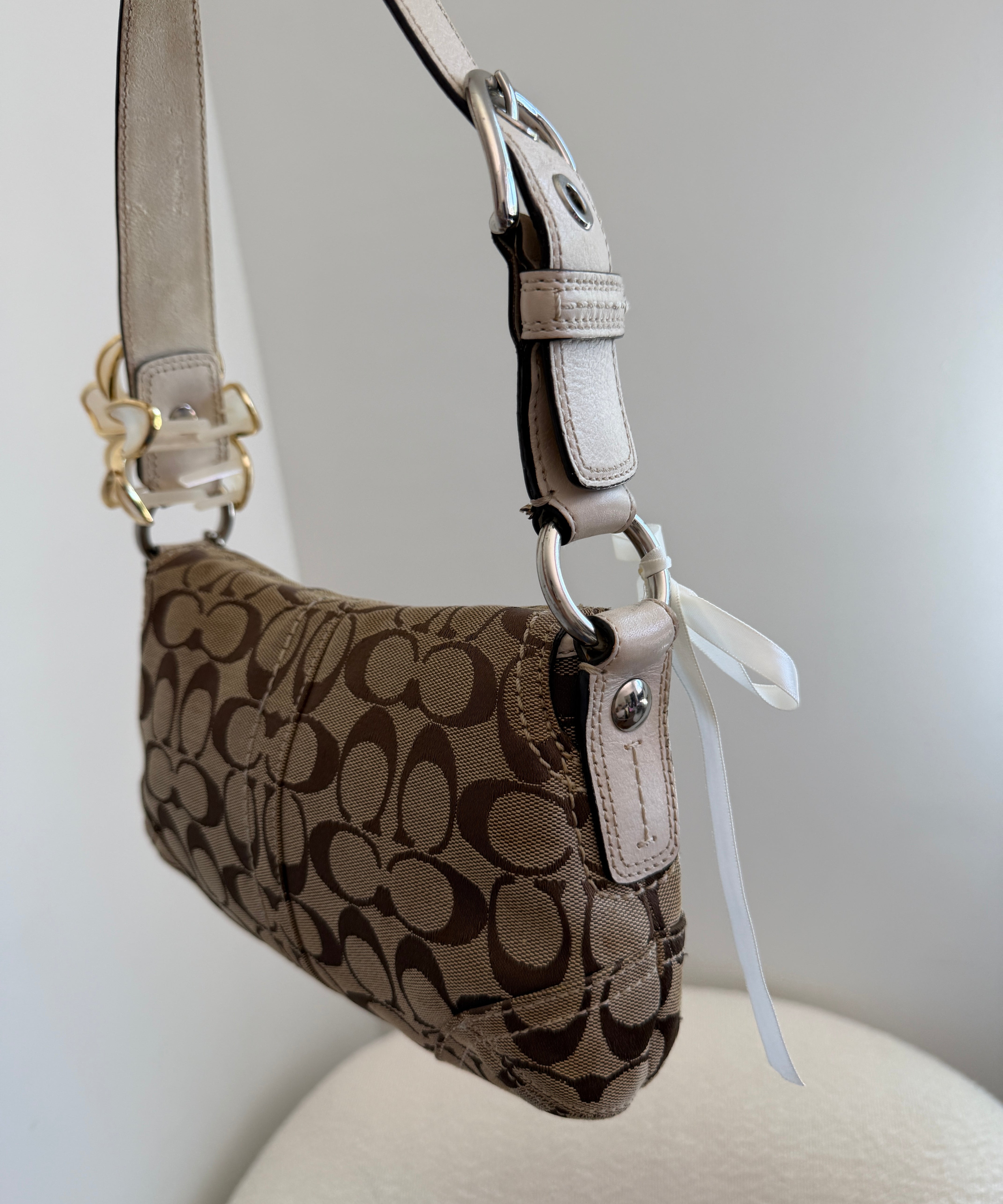 Coach Beige Mini Soho with White Leather