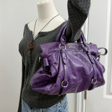Miu Miu Purple Vitello Lux 2-Way Leather Hand Bag