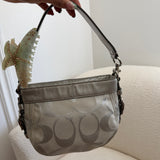 Silver Signature Coach Mini Zoe Bag