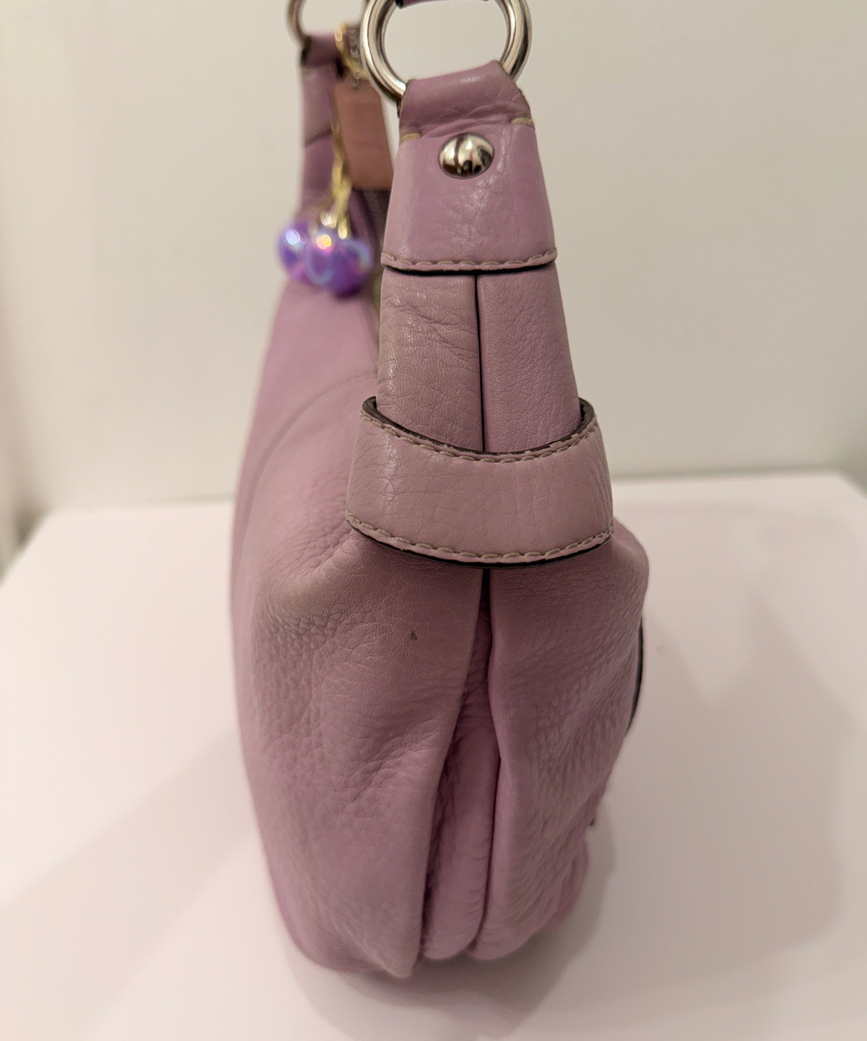 Coach Lilac Pebbled Leather Hobo Shoulder Bag