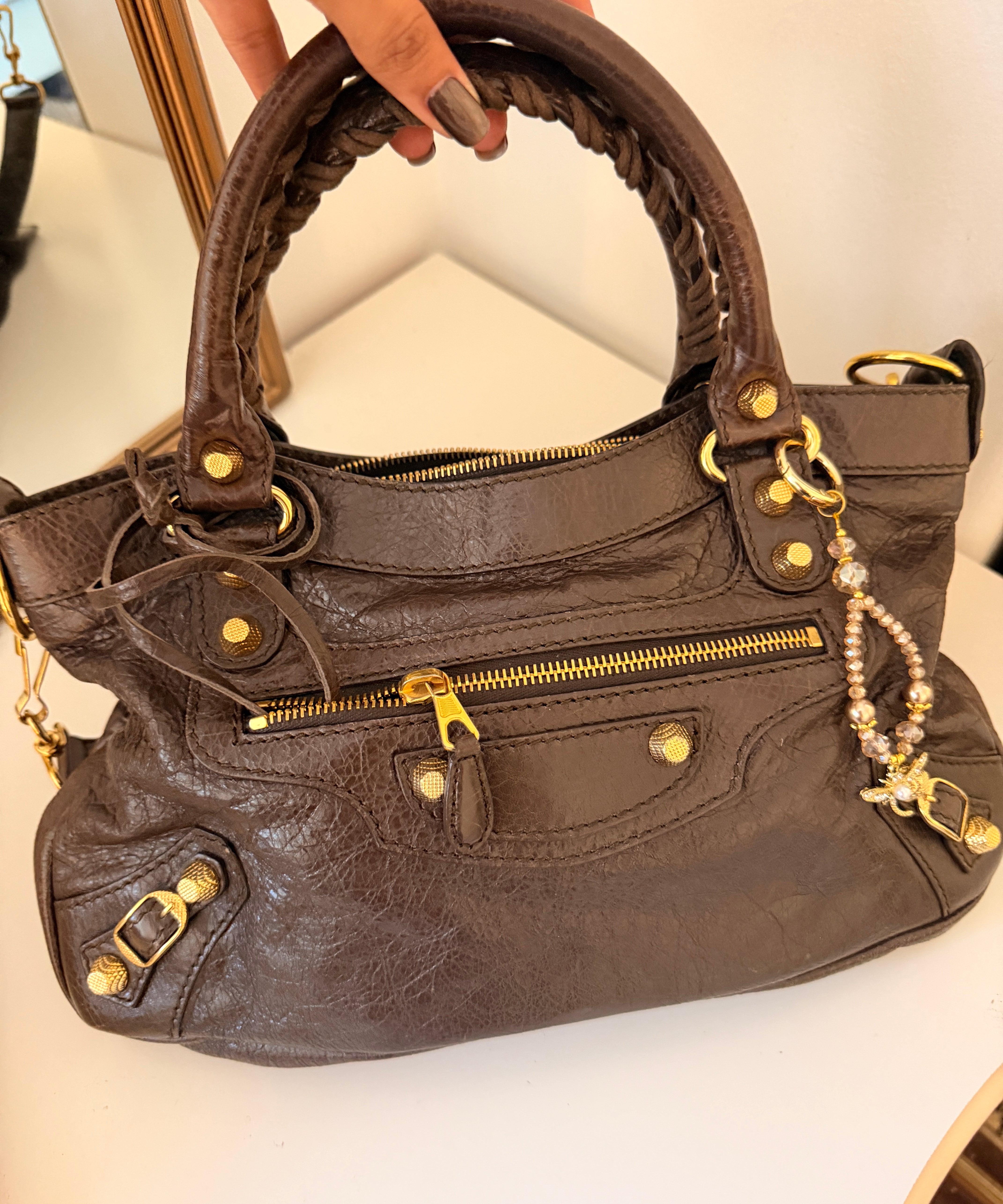 Balenciaga Brown Classic City Mini Leather Gold Hardware Bag