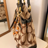 Coach Green Trim Signature Tote Bag