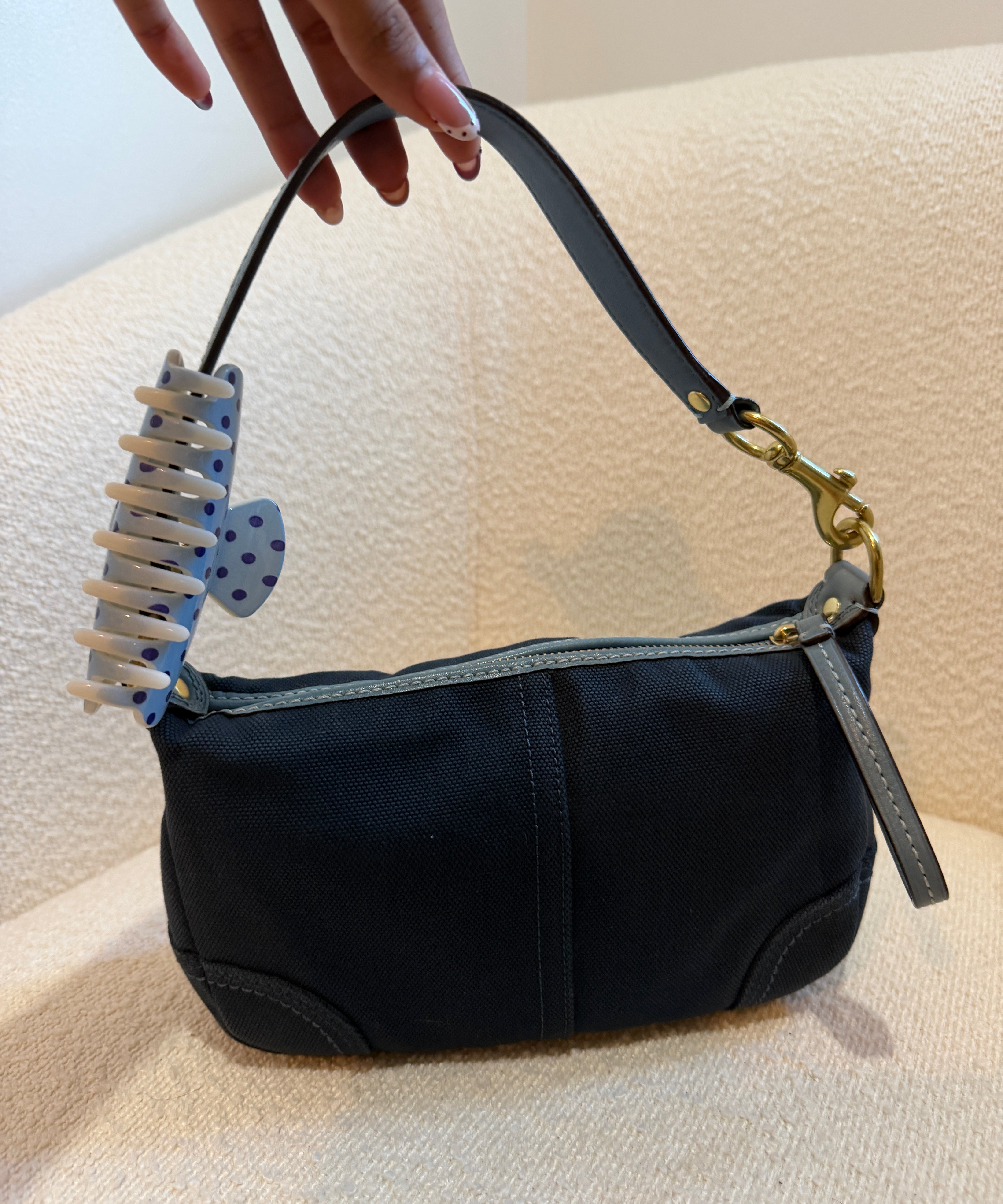 Rare Blue Coach Kisslock Pochette Bag