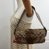 Brown Snakeskin Trim Coach Soho Demi Flap