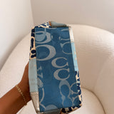 Rare Denim Coach Patchwork Signature Top Handle Pochette
