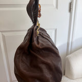 Brown Leather Coach Garnett Turnlock Bag