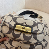 Coach Signature Cream Brown Signature Kristen Shoulder Bag