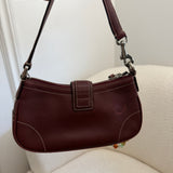 Coach Burgundy Leather Demi Hamptons Buckle Bag