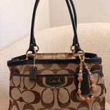 Coach Green Trim Signature Tote Bag