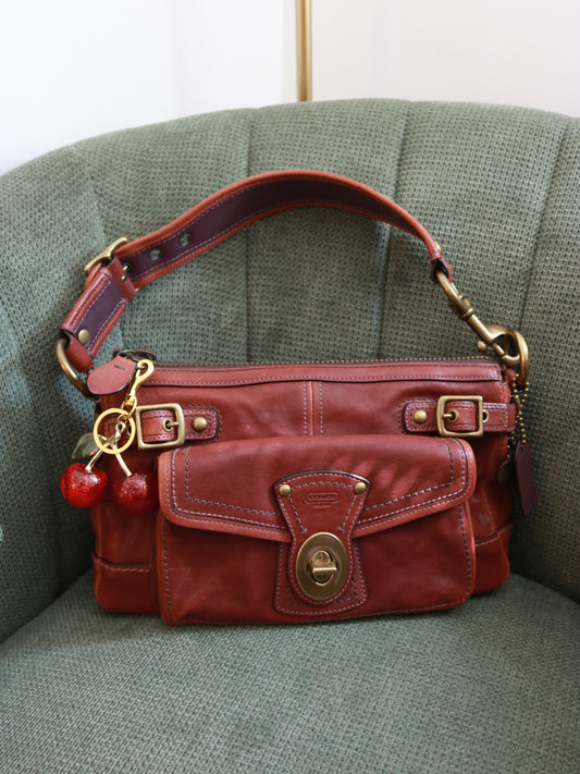 Whiskey Coach Legacy One Pocket Turnlock Shoulder Bag