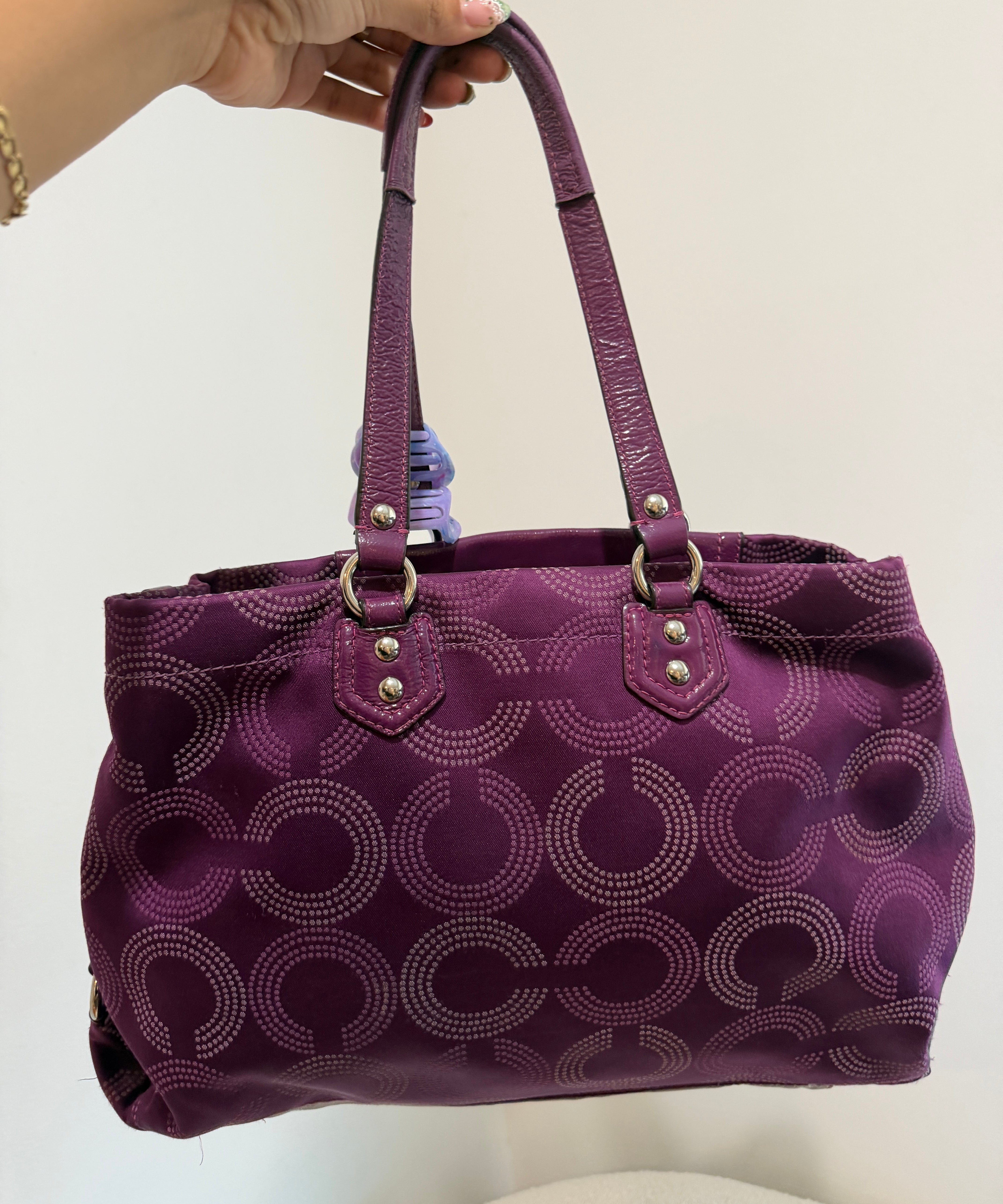 Coach Purple Op Art Ashley Carry-All Bag