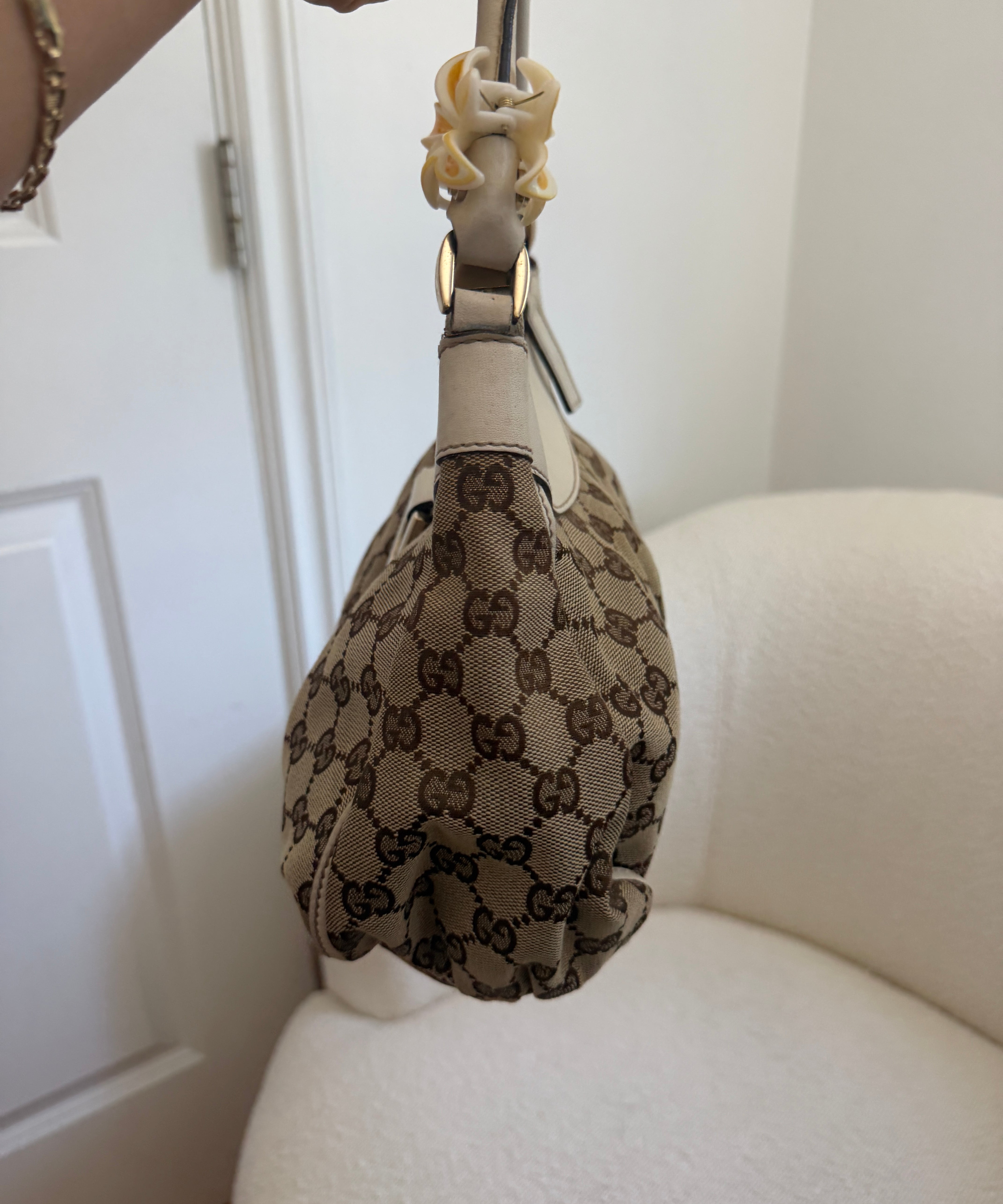 White Gucci Mini D-Ring Shoulder Bag