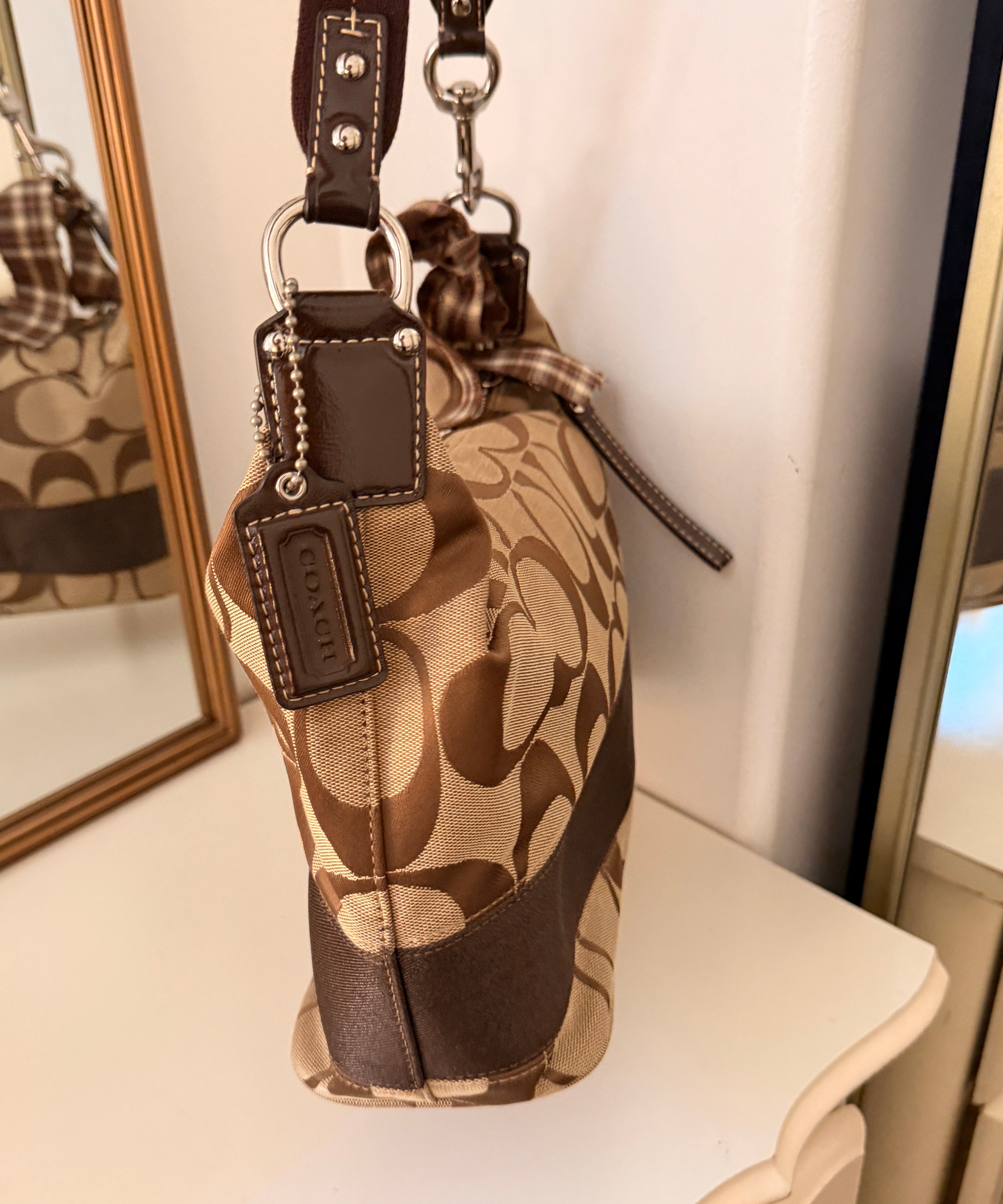 Coach Brown Stripe Signature Shoulder Bag