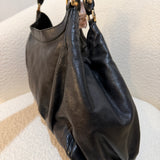 Black Leather Gucci D-Ring Large Shoulder Bag