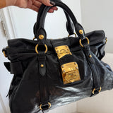 Miu Miu Black Vitello Lux Leather Bag