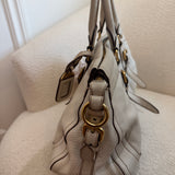 White Prada Cervo Antik Shopping Bag
