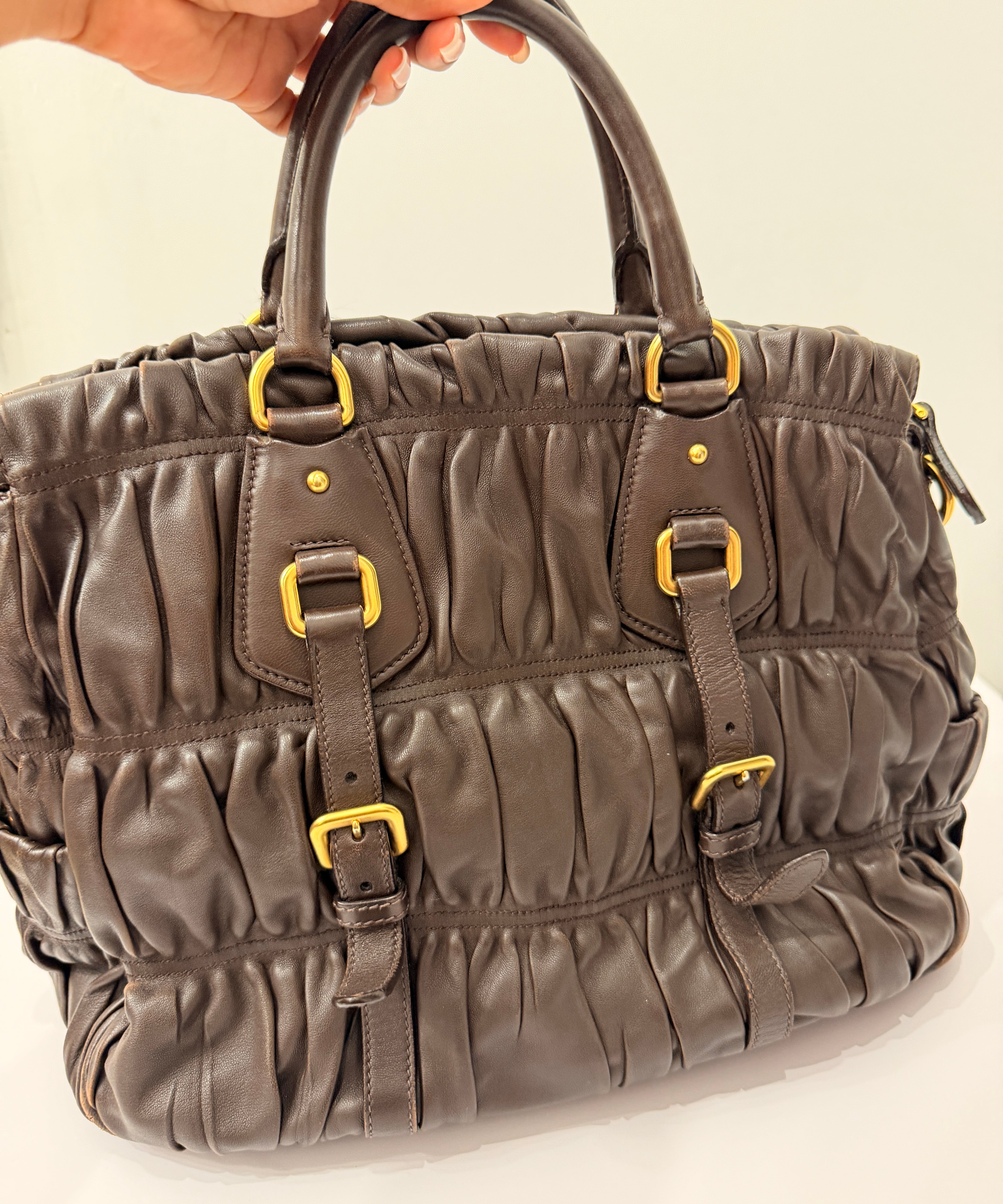 Brown Prada Nappa Shoulder Bag