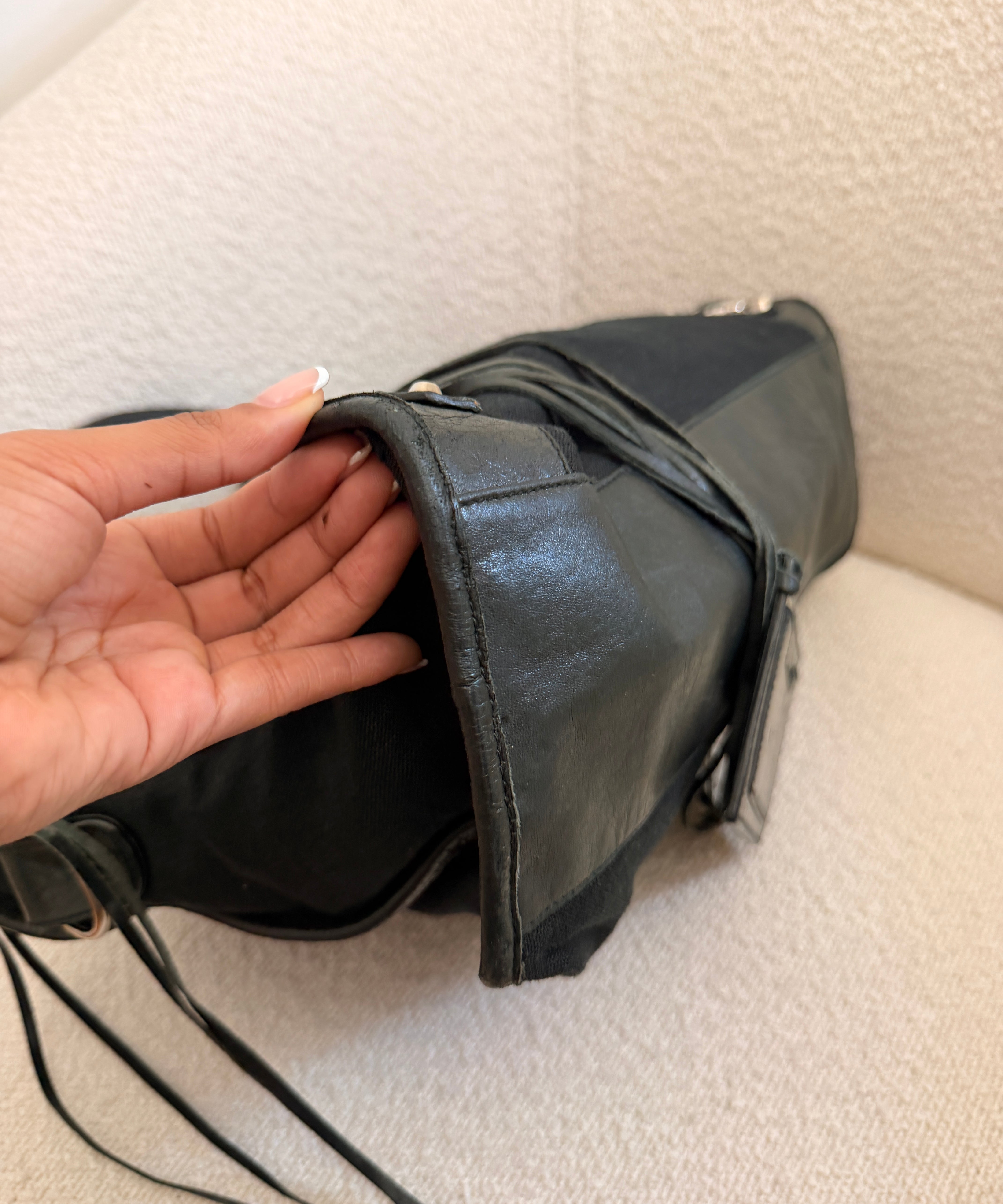 Black Balenciaga Mesh Calfskin Palladium Hardware City Bag