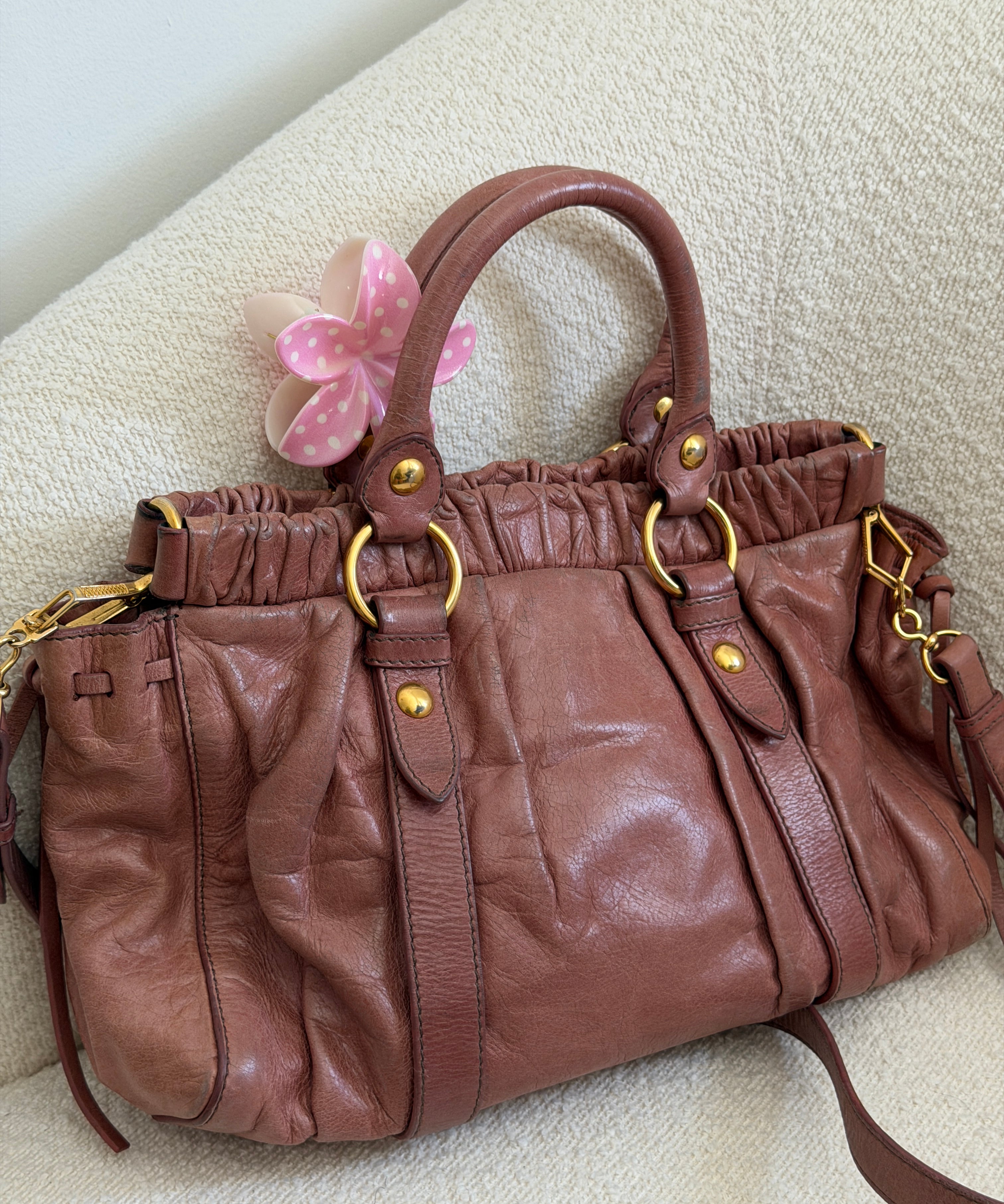 Miu Miu Mauve Pink Vitello Leather Bag