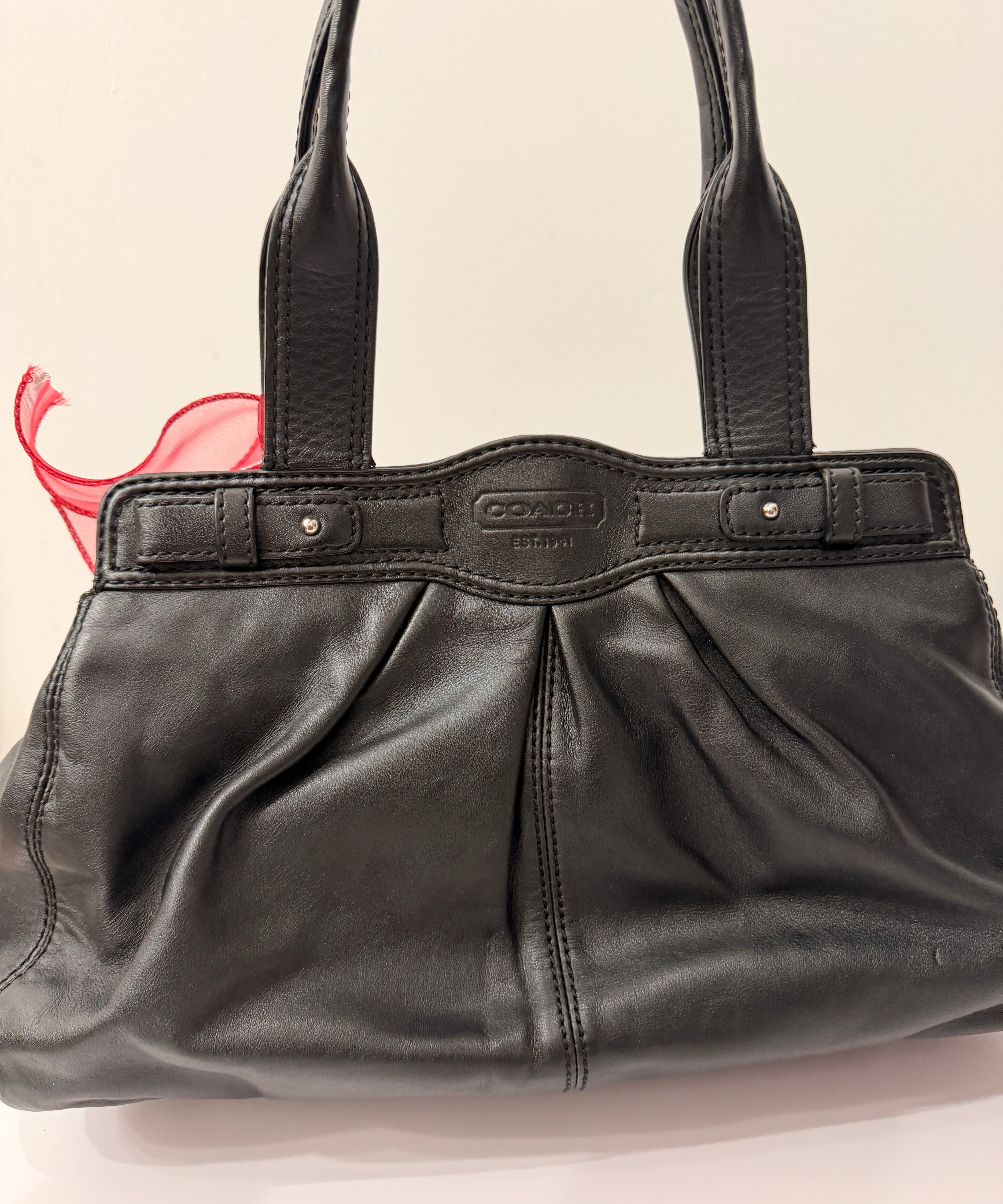 Black Leather Coach Garnett Turnlock Bag
