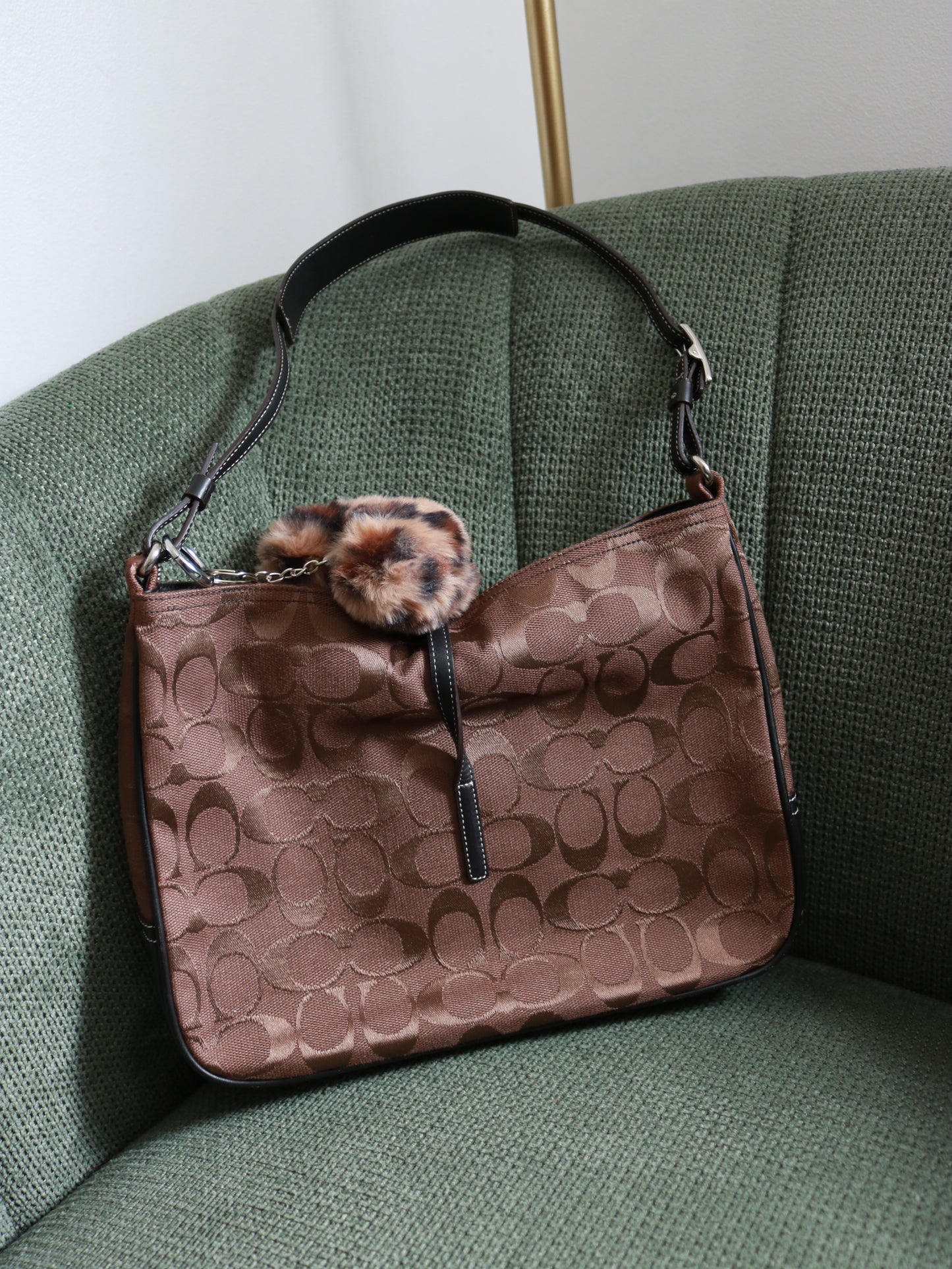 Coach Brown Monogram Hamptons Clip Bag