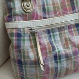 Coach Plaid Madras Poppy Tote Bag