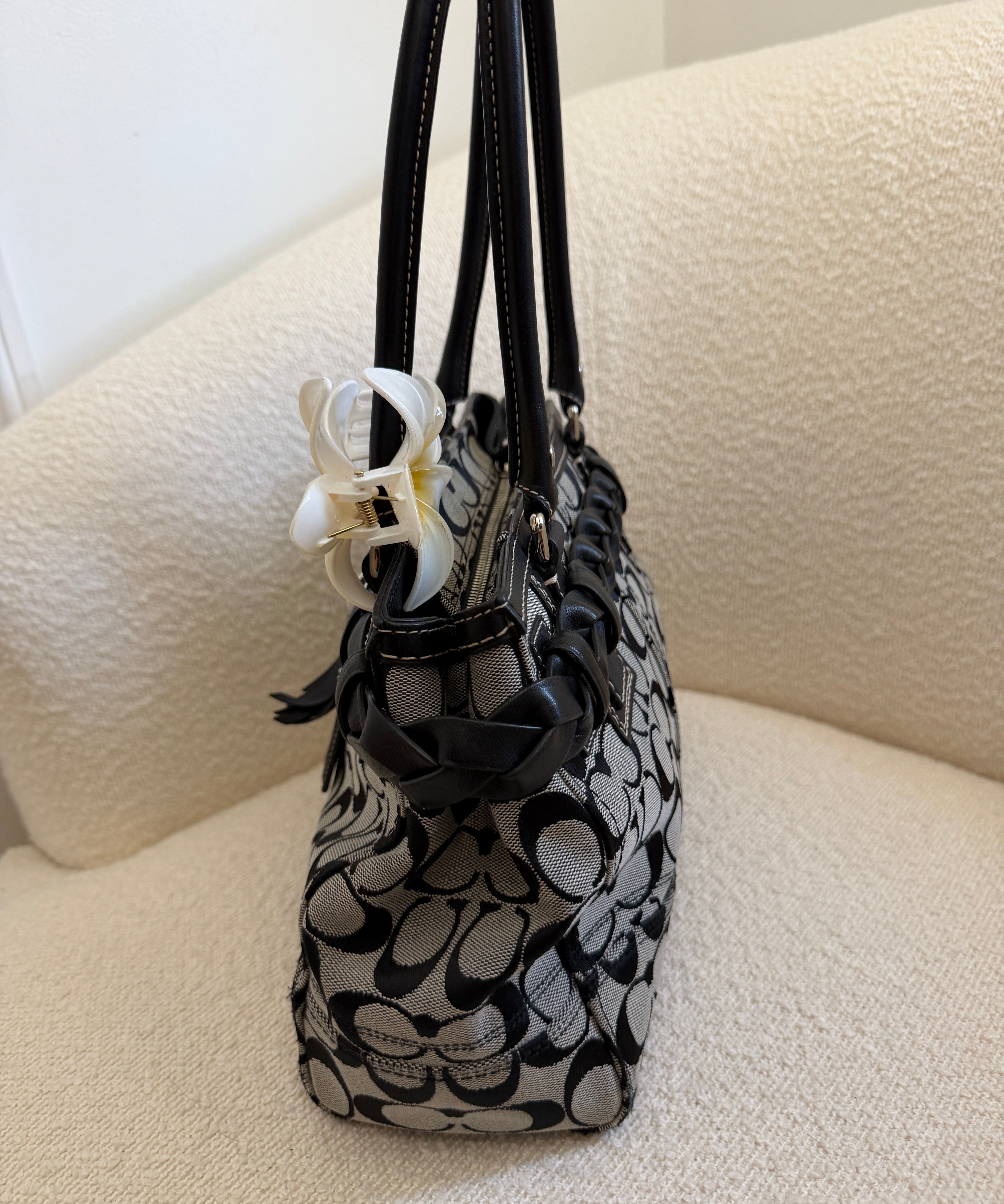 Coach Grey Signature Hamptons Carry-All Bag