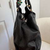 Black Leather Gucci D-Ring Large Shoulder Bag