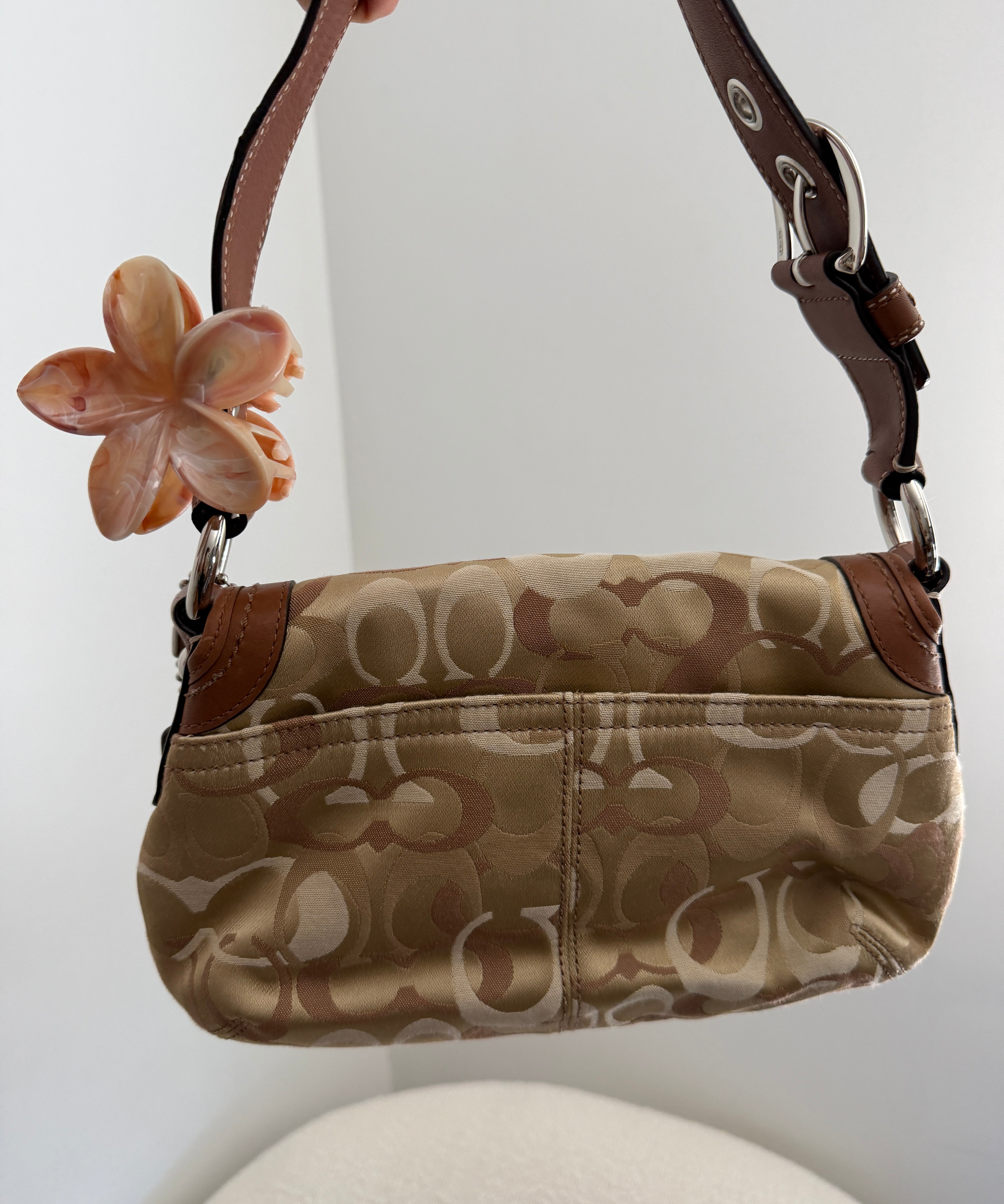 Coach Mini Tan Pleated Optic Soho Bag