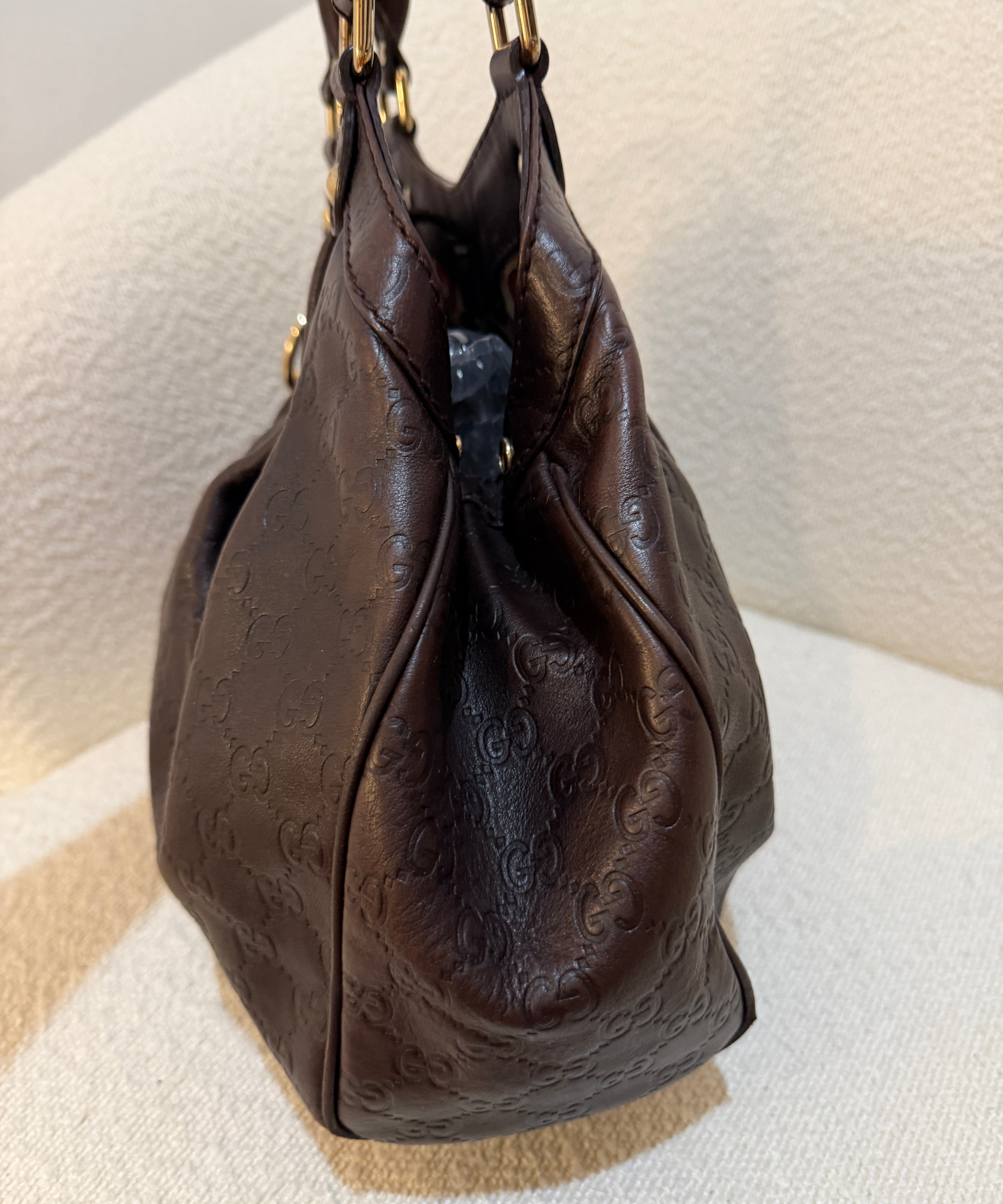 Brown Gucci Leather Sukey Tote Bag