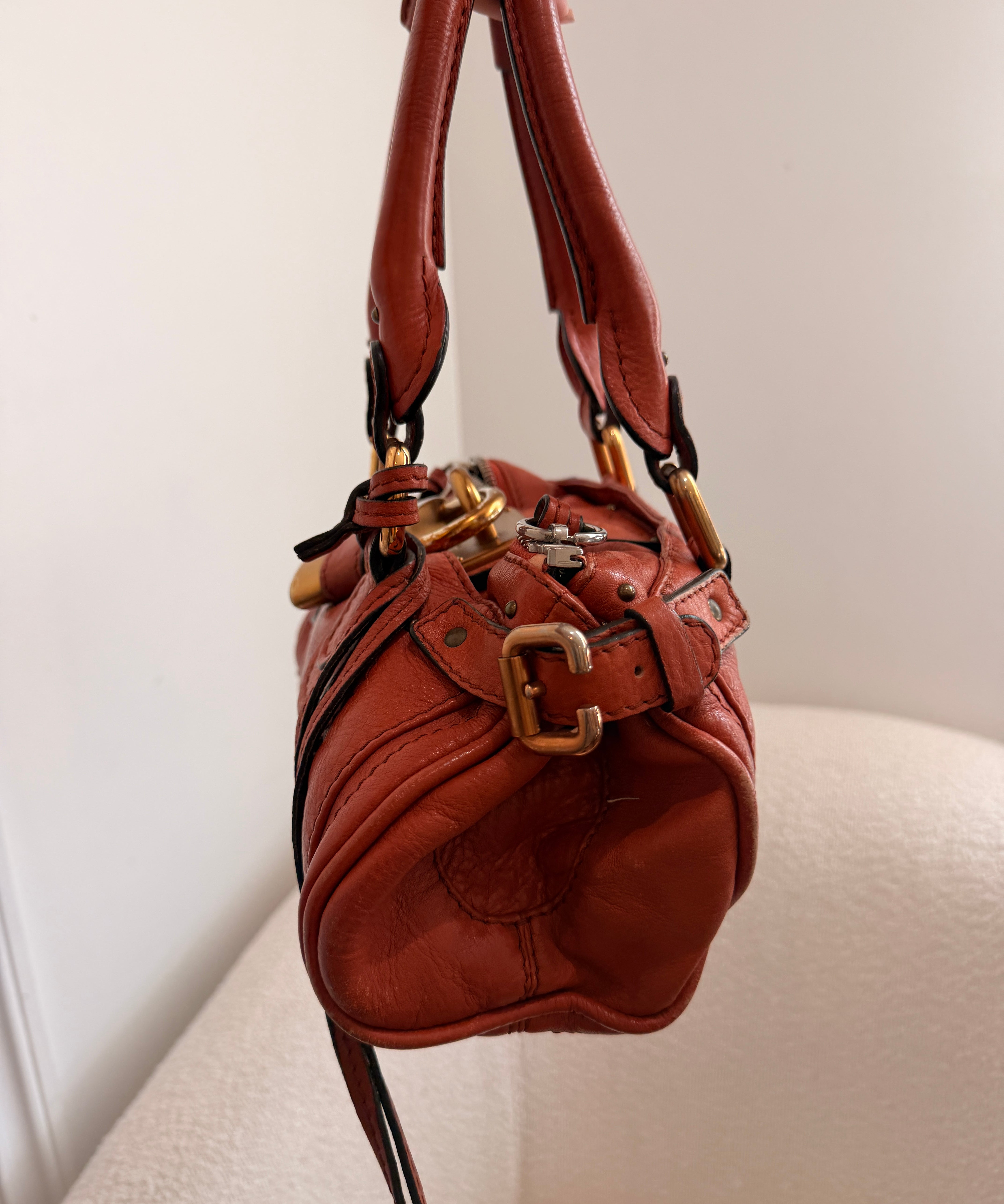 Chloe Mini Paddington Leather Burnt Orange Handbag