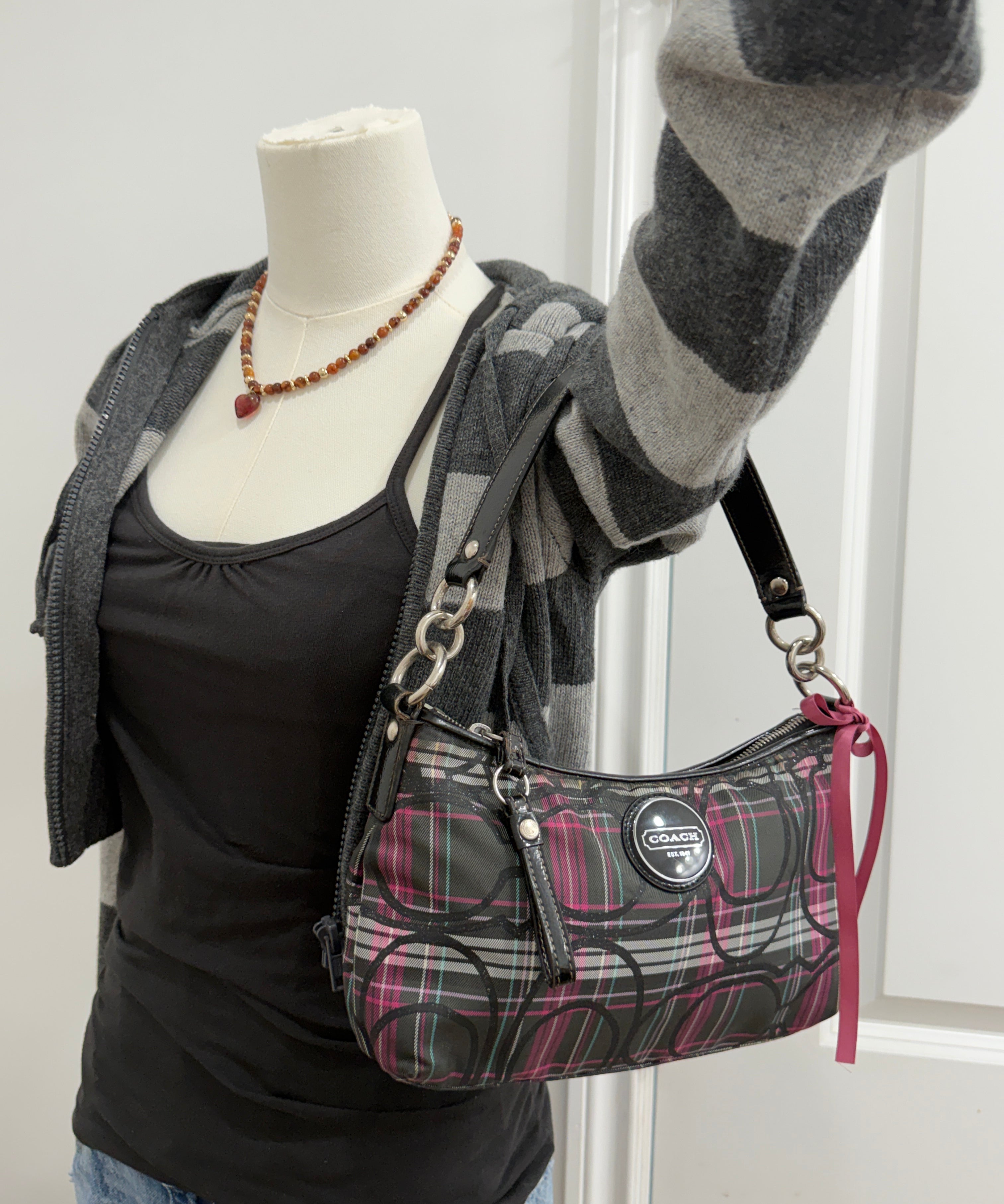 Coach Plaid Poppy Madison Shoulder Bag