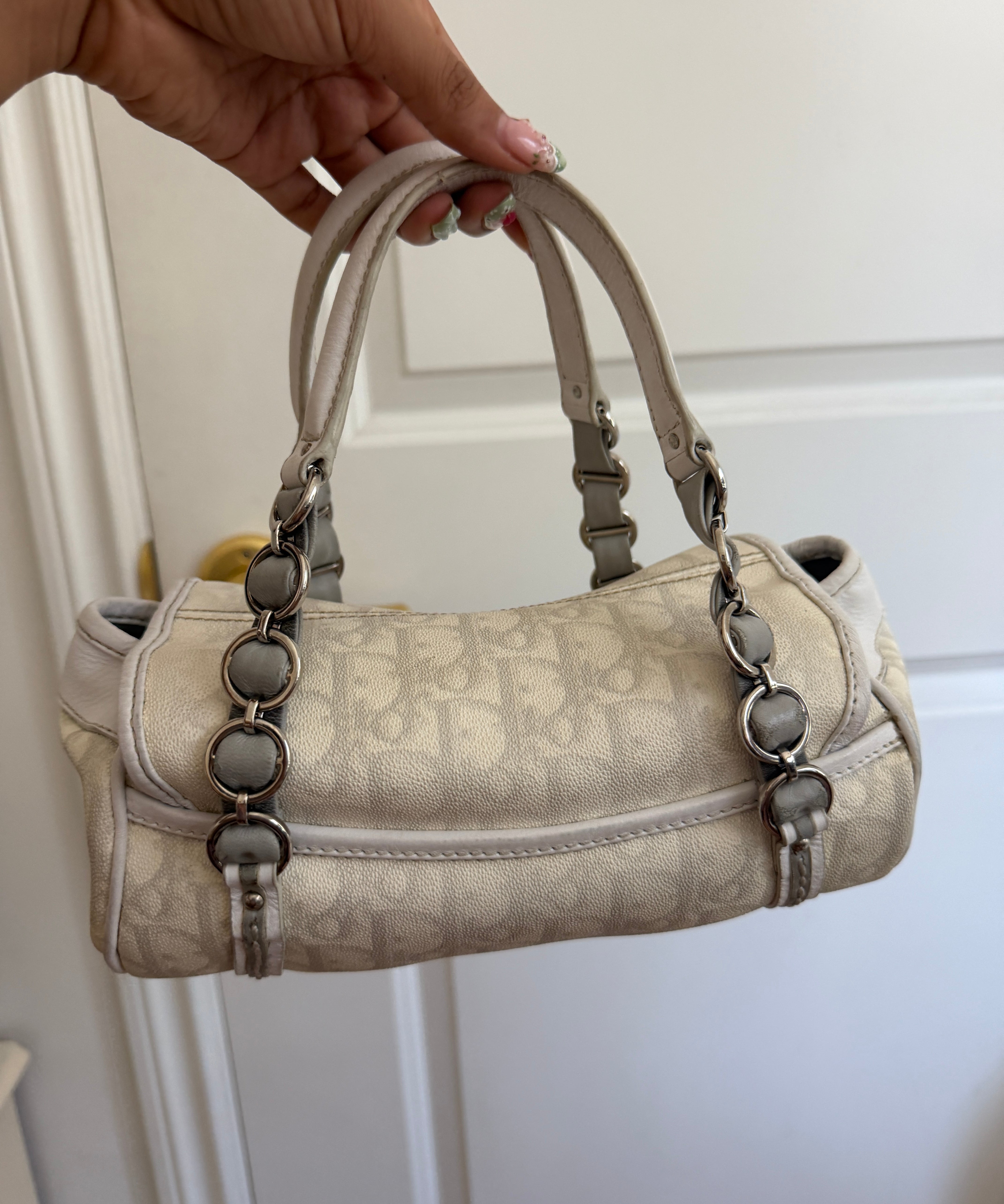 White Dior Romantique Barrel Bag