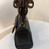 Vintage Coach Black Leather Turnlock Bowler Bag