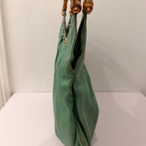 Teal Gucci Leather Bamboo Handle Studded Hobo