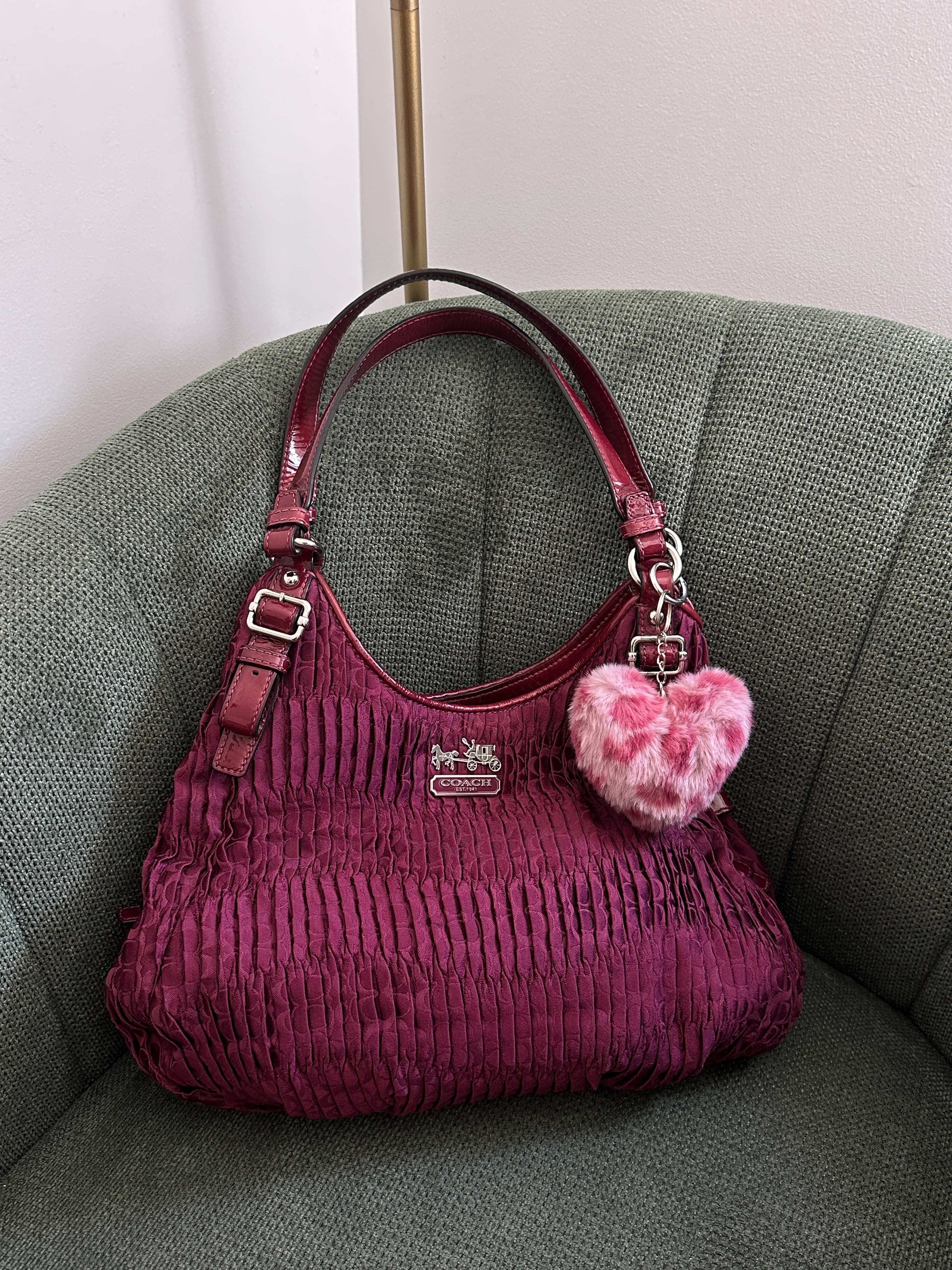 Coach Ruffel Collection Coach Magenta Purple Ruffle Maggie Shoulder Bag – Couture Collective