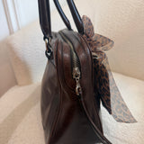 Coach Poppy Brown Leather Pushlock Satchel Bag