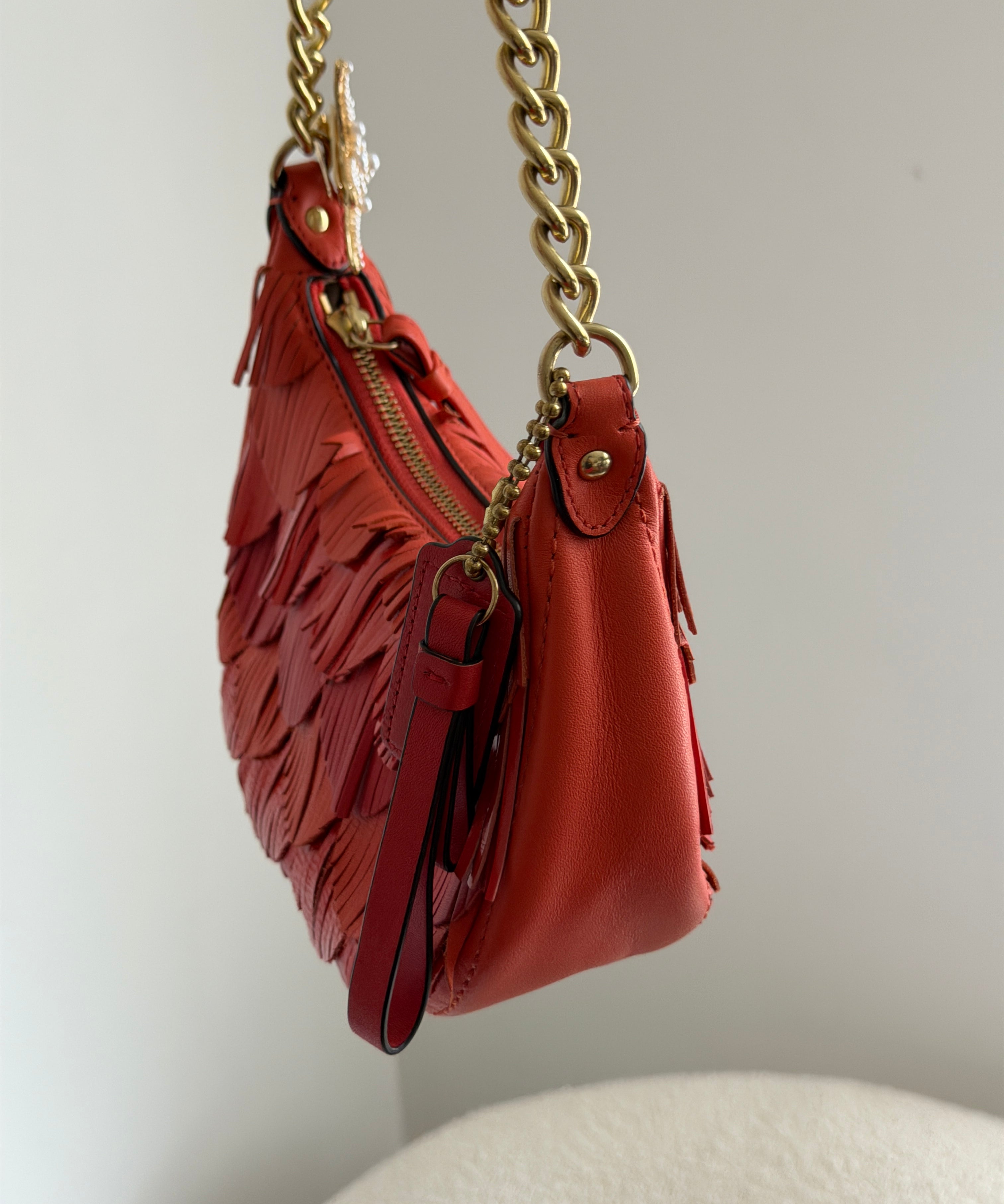 Rare Coach Orange Fringe Shoulder Bag