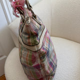 Coach Plaid Madras Poppy Tote Bag