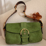 Coach Green Suede Double Pocket Soho Bag