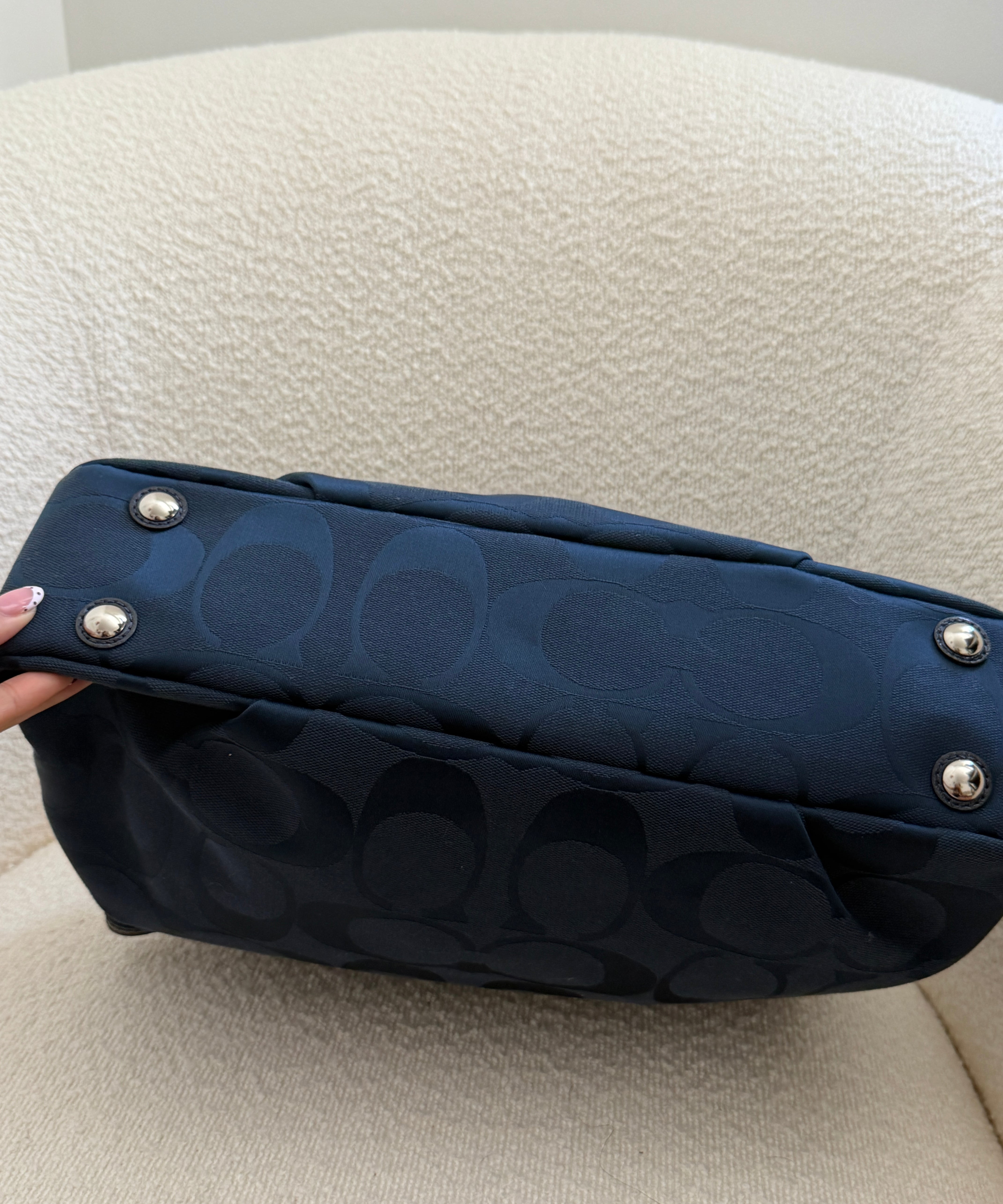 New Coach Navy Signature Tote Bag