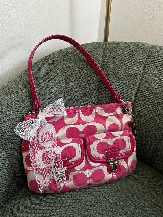 Rare Pink Coach Poppy Double Pocket Pushlock Bag