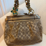 Coach Gold Signature Pleated Hobo Bag