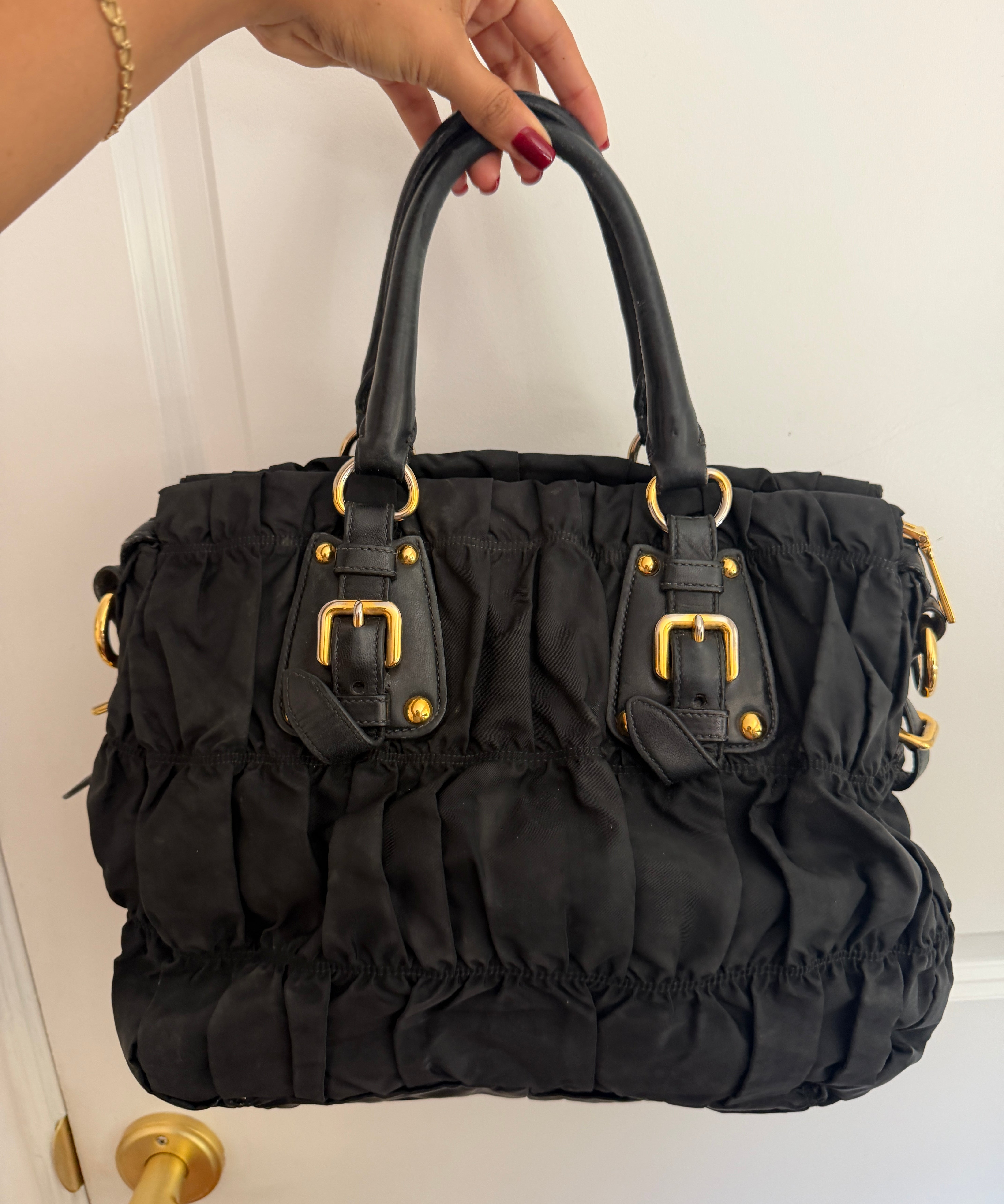 Prada Black Tessuto Gaufre Hand/Shoulder Bag