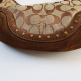 Rare Coach Signature Brown Studded Mini Hobo Bag